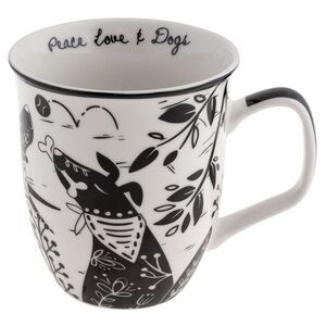 Karma boho 12oz ceramic mug-“peace love & dogs”/dog artwork - NWT